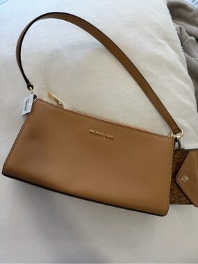 Michael Kors Caramel Saffiano Shoulder Bag with Gold Hardware
